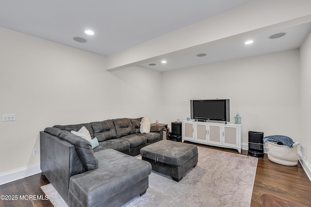 2117 Seagull Ter, Point Pleasant, NJ 08742 - living area featuring baseboards, dark wood finished floors, and recessed lighting