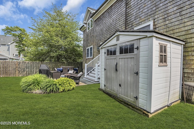 2117 Seagull Ter, Point Pleasant, NJ 08742 - view of yard featuring an outdoor living space and an outdoor structure
