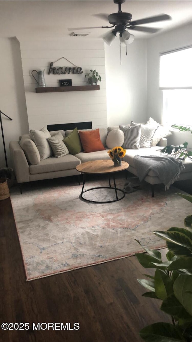 3132 Cohocton Ave, Point Pleasant, NJ 08742 - living area with wood finished floors and ceiling fan