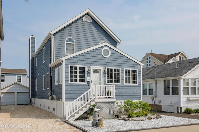 3 Watson Pl, Manasquan, NJ 08736 - view of front of property featuring an outbuilding, a garage, and a chimney