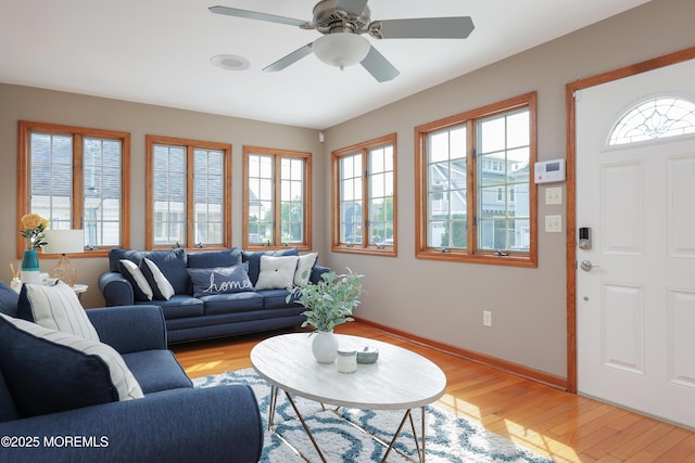 3 Watson Pl, Manasquan, NJ 08736 - living area featuring light wood-style flooring, plenty of natural light, and ceiling fan