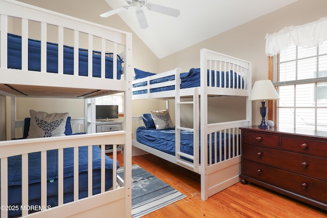 3 Watson Pl, Manasquan, NJ 08736 - bedroom featuring light wood-type flooring, lofted ceiling, and a ceiling fan