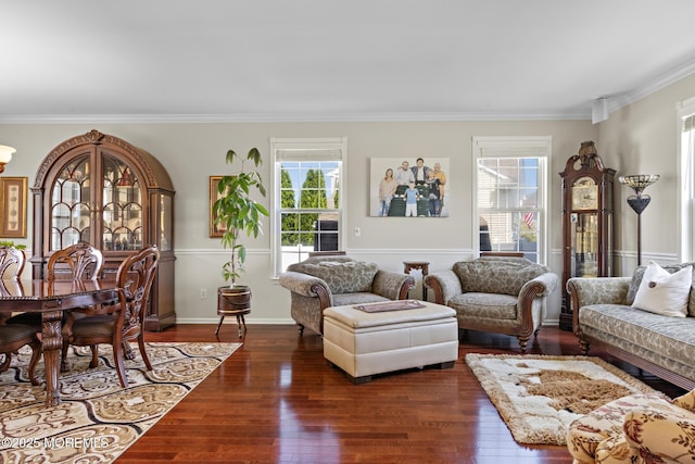28 Hannah Lee Rd, Barnegat, NJ 08005 - living room with dark wood-style flooring and ornamental molding