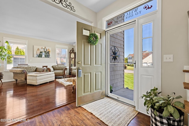 28 Hannah Lee Rd, Barnegat, NJ 08005 - entryway with wood finished floors, plenty of natural light, and ornamental molding