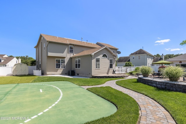 28 Hannah Lee Rd, Barnegat, NJ 08005 - rear view of property featuring a patio area, central AC, a shed, and a gate
