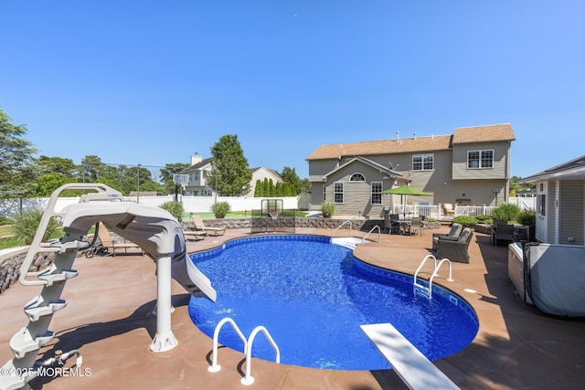 28 Hannah Lee Rd, Barnegat, NJ 08005 - view of swimming pool featuring a water slide and a patio area