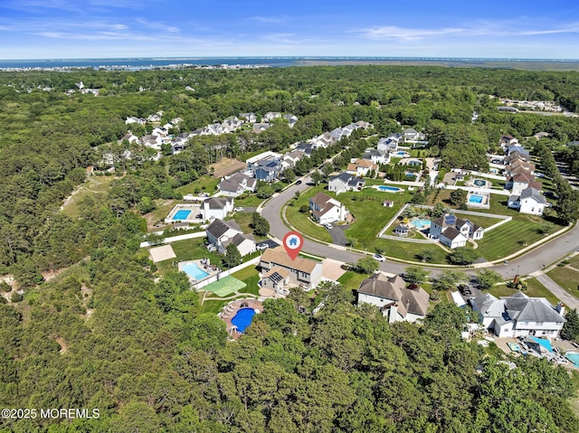 28 Hannah Lee Rd, Barnegat, NJ 08005 - aerial overview of property's location with a heavily wooded area, a pool, and nearby suburban area