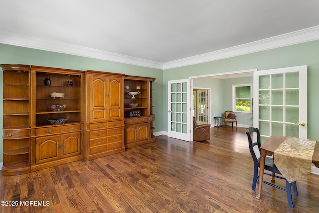 1 Yeger Dr, Upper Freehold, NJ 08501 - office space featuring french doors, dark wood-style flooring, ornamental molding, and baseboards