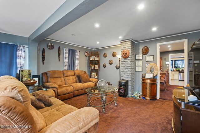 1952 Stratford Ave, Neptune Township, NJ 07753 - living area with carpet, recessed lighting, and ornamental molding