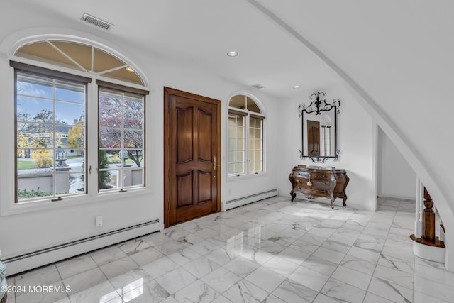 34 Bruns Rd, West Allenhurst, NJ 07711 - foyer with baseboard heating, recessed lighting, and light marble finish flooring
