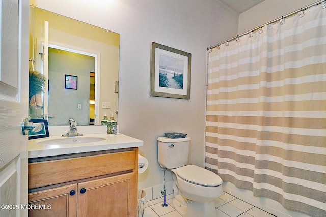 46 Rockland St, Barnegat, NJ 08005 - full bathroom featuring tile patterned floors, vanity, toilet, and a shower with shower curtain