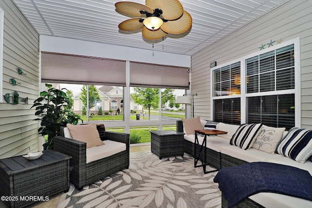 46 Rockland St, Barnegat, NJ 08005 - sunroom / solarium featuring an outdoor hangout area and a ceiling fan