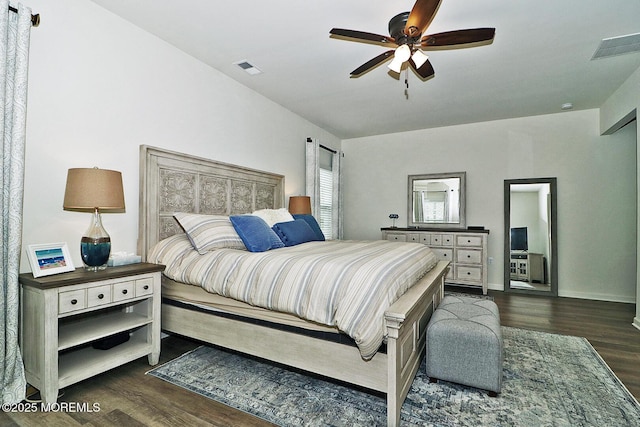 46 Rockland St, Barnegat, NJ 08005 - bedroom featuring dark wood-style flooring, baseboards, and a ceiling fan