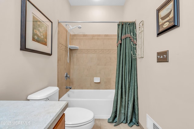 5 Minot Light Ct, Barnegat, NJ 08005 - bathroom featuring toilet, vanity, shower / bath combo, and tile patterned floors