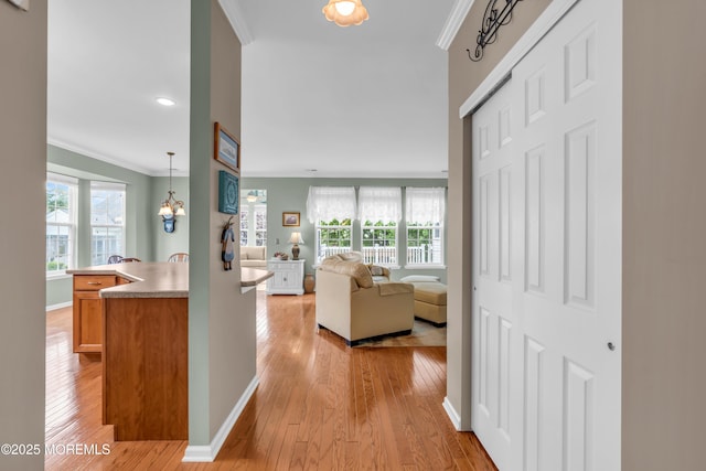 5 Minot Light Ct, Barnegat, NJ 08005 - corridor with light wood-type flooring, healthy amount of natural light, crown molding, baseboards, and recessed lighting