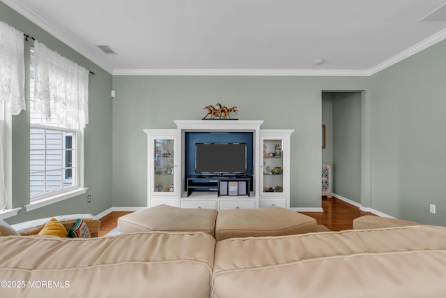 5 Minot Light Ct, Barnegat, NJ 08005 - living area with wood finished floors, crown molding, and baseboards