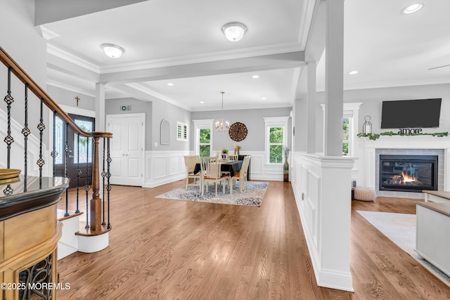 342 Old Squan Rd, Brick, NJ 08724 - foyer entrance featuring a wainscoted wall, a chandelier, wood finished floors, recessed lighting, and ornamental molding
