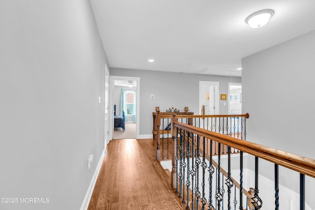 342 Old Squan Rd, Brick, NJ 08724 - corridor with attic access, an upstairs landing, light wood finished floors, baseboards, and recessed lighting
