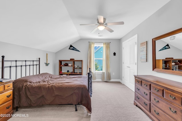342 Old Squan Rd, Brick, NJ 08724 - bedroom with carpet floors, vaulted ceiling, ceiling fan, and baseboards