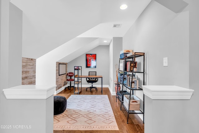 342 Old Squan Rd, Brick, NJ 08724 - home office featuring wood finished floors, lofted ceiling, recessed lighting, and baseboards