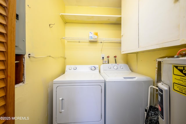 21 Pine Cluster Cir Unit A, Manalapan, NJ 07726 - laundry area with electric water heater, cabinet space, and washer and clothes dryer