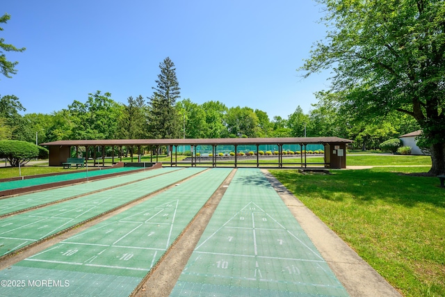 21 Pine Cluster Cir Unit A, Manalapan, NJ 07726 - view of home's community with a lawn, shuffleboard, and view of scattered trees