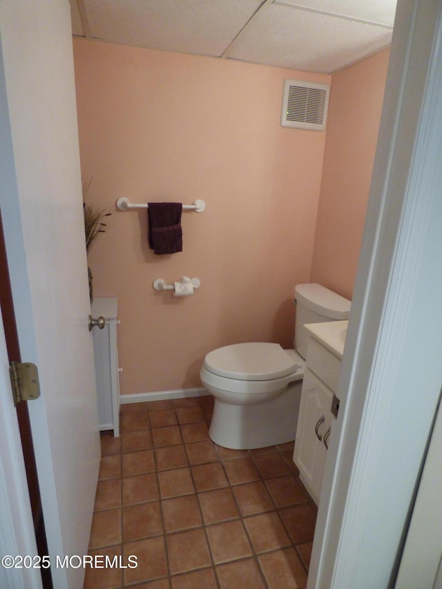 91 Center Ave, Atlantic Highlands, NJ 07716 - half bath with vanity, toilet, tile patterned flooring, and baseboards