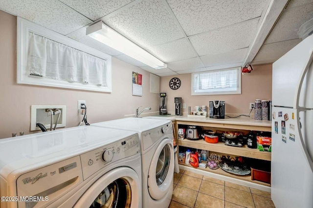 91 Center Ave, Atlantic Highlands, NJ 07716 - washroom with washer hookup and light tile patterned floors