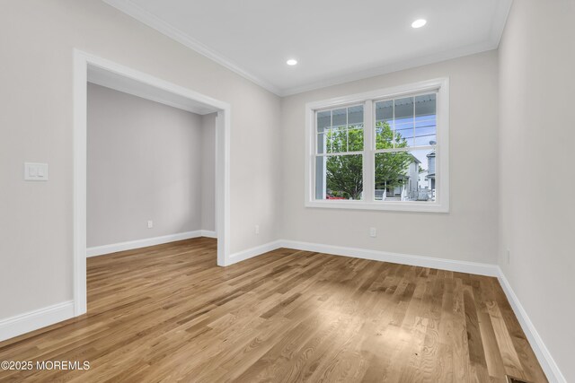 516 13th Ave, Belmar, NJ 07719 - unfurnished room with ornamental molding, wood finished floors, baseboards, and recessed lighting
