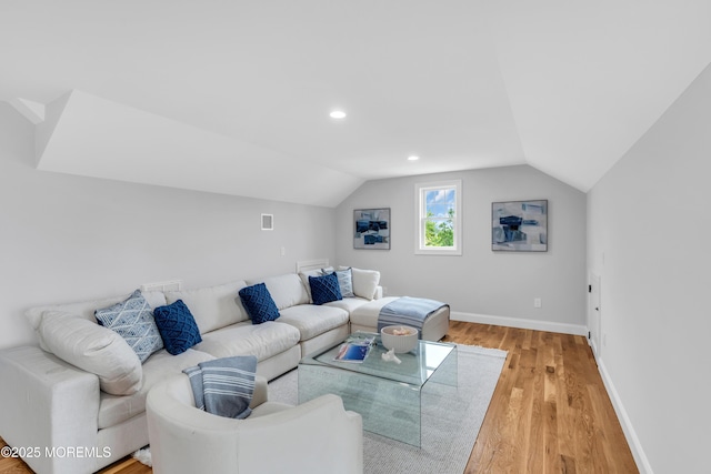 516 13th Ave, Belmar, NJ 07719 - living area with light wood-style flooring, vaulted ceiling, and recessed lighting