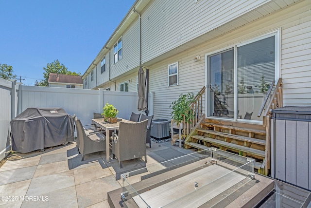 108 Drs James Parker Blvd Unit D8, Red Bank, NJ 07701 - view of patio / terrace with outdoor dining space, entry steps, central AC, and area for grilling