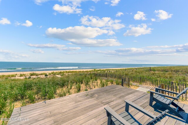 1055 Ocean Ave, Mantoloking, NJ 08738 - wooden deck with view of water and beach