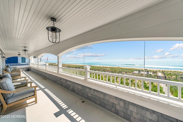 1055 Ocean Ave, Mantoloking, NJ 08738 - view of patio featuring view of water and beach