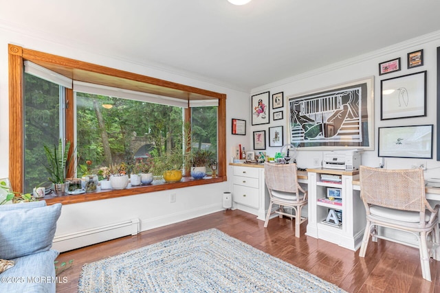29 Grand Ave, Atlantic Highlands, NJ 07716 - office space with baseboard heating, ornamental molding, wood finished floors, built in desk, and baseboards