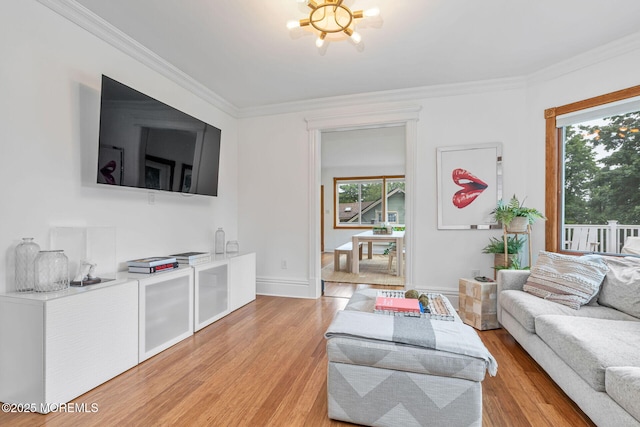 29 Grand Ave, Atlantic Highlands, NJ 07716 - living area with light wood-type flooring, crown molding, and baseboards
