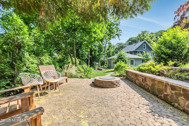 29 Grand Ave, Atlantic Highlands, NJ 07716 - view of patio / terrace with an outdoor fire pit