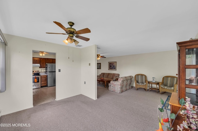 5 Spenser Ct, Brick, NJ 08724 - carpeted living room with a ceiling fan