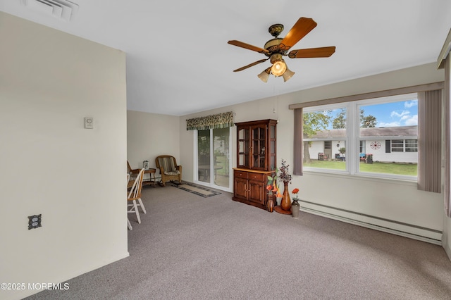 5 Spenser Ct, Brick, NJ 08724 - sitting room featuring carpet floors, ceiling fan, and a baseboard radiator