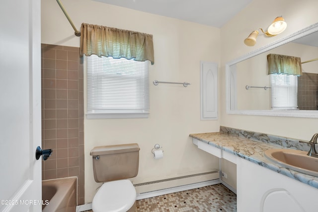 5 Spenser Ct, Brick, NJ 08724 - full bathroom with a baseboard heating unit, healthy amount of natural light, vanity, and toilet