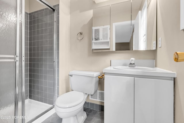 20 Lone Star Ln, Manalapan, NJ 07726 - full bath with toilet, vanity, a stall shower, and tile patterned flooring