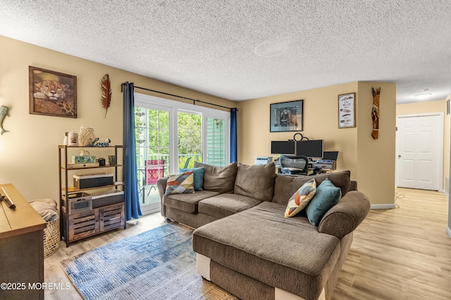 69 Rachel Ct, Franklin Twp, NJ 08823 - living area with light wood-style flooring and a textured ceiling