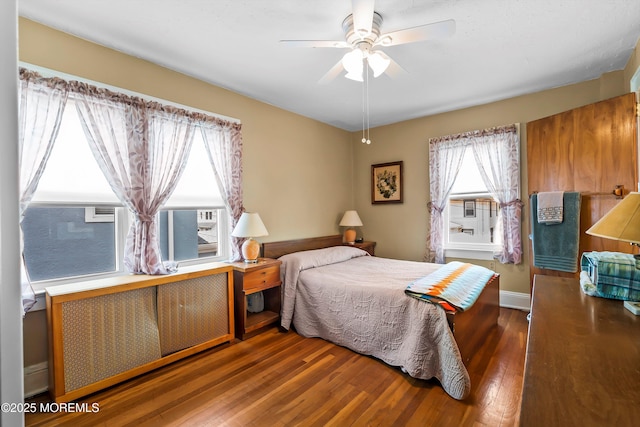 510 Bradley Blvd, Bradley Beach, NJ 07720 - bedroom featuring radiator heating unit, wood finished floors, and a ceiling fan