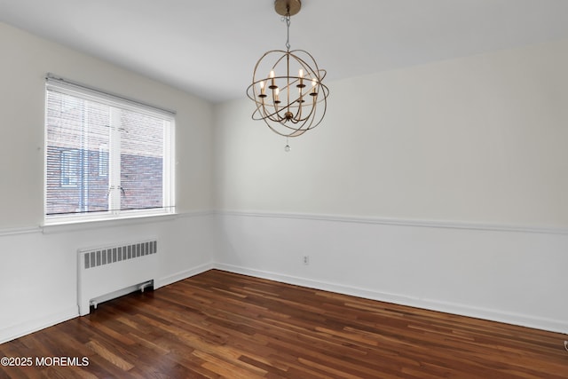 283 Spring St Unit 283B, Red Bank, NJ 07701 - unfurnished room featuring radiator, a chandelier, and wood finished floors