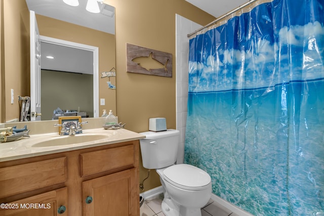 66 Shore Dr Unit 20, South Amboy, NJ 08879 - full bath with vanity, toilet, tile patterned flooring, and curtained shower