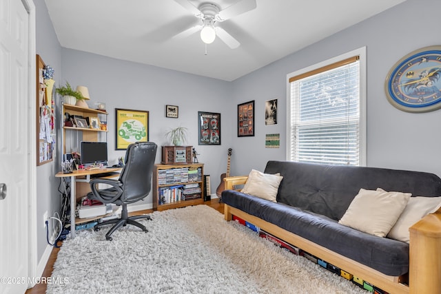 7 Juniper Ln, Jackson, NJ 08527 - office area featuring baseboards, wood finished floors, and ceiling fan