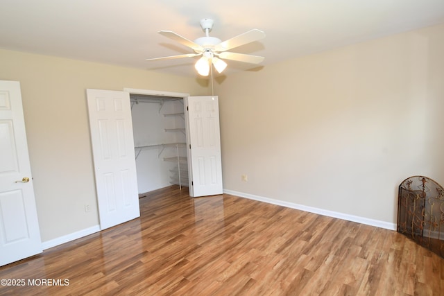 6 Marc Ln, North Hanover, NJ 08562 - unfurnished bedroom featuring light wood-type flooring, baseboards, a closet, and ceiling fan