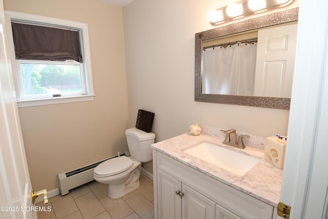 6 Marc Ln, North Hanover, NJ 08562 - full bathroom with a baseboard radiator, toilet, tile patterned floors, vanity, and baseboards