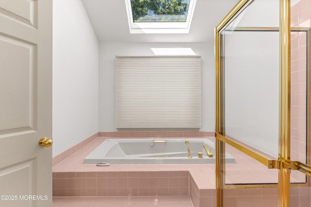 34 Peach Tree Ln, Little Silver, NJ 07739 - bathroom with a skylight and a bath