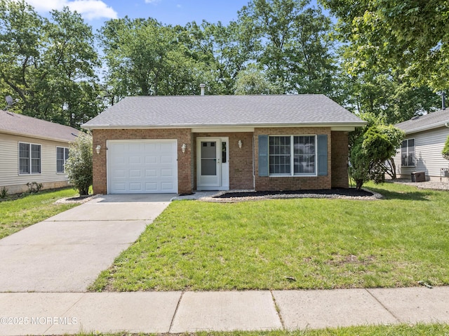 1776 Buttonwood Ave, Toms River, NJ 08755 - view of front of property with an attached garage, concrete driveway, a front yard, and brick siding