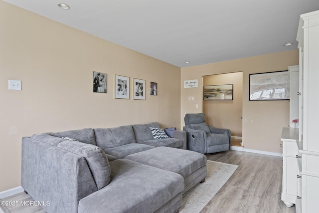 9 W Susan St, Hazlet, NJ 07730 - living room featuring baseboards, light wood-style flooring, and recessed lighting